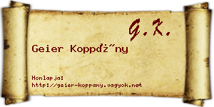 Geier Koppány névjegykártya